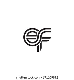 Initial letter ef, linked outline rounded lowercase, monogram black