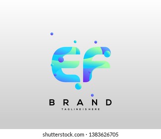 Initial letter EF logo with colorful background, letter combination logo design for creative industry, web, business and company. - Vector
