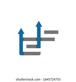 Initial letter EF logo with grow up shape for growing success business company, ui and ux, website or mobile application. Connected arrow up, growth, progress integrate and success concept.