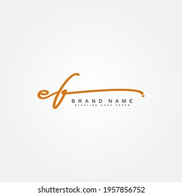 Initial Letter EF Logo - Handwritten Signature Logo