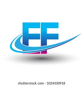 initial letter EF logotype company name colored blue and magenta swoosh design. vector logo for business and company identity.