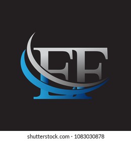 initial letter EF logotype company name colored blue and grey swoosh design. vector logo for business and company identity.