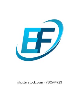 initial letter EF logotype company name colored blue swoosh design concept. vector logo for business and company identity.