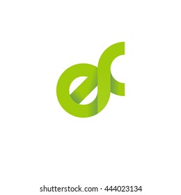 initial letter ef modern linked circle round lowercase logo green