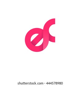 initial letter ef modern linked circle round lowercase logo pink