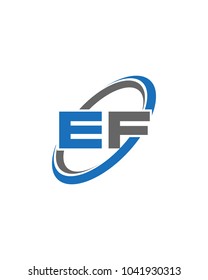 initial letter EF swoosh ring company logo blue gray
