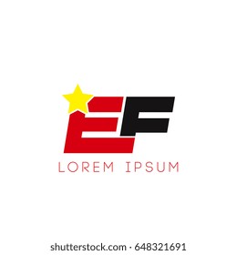 Initial letter ef yellow star logo red black