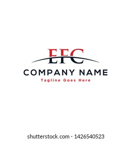 Initial letter EFC, overlapping movement swoosh horizon logo company design inspiration in red and dark blue color vector