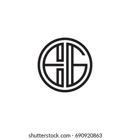 Initial letter EG, minimalist line art monogram circle logo, black color