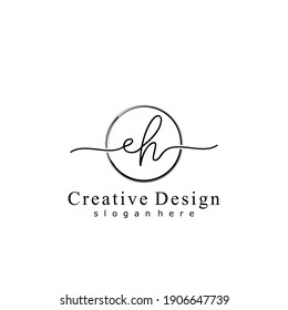 Letra inicial EH caligrafía logotipo manuscrito. Alfabeto escrito a mano en la plantilla de logotipo. Letras y alfabeto para el diseño de su logotipo.