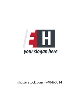 Initial Letter EH Design Logo With Square