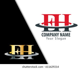 Initial Letter EH FH With Overlapping Swoosh Circle Logo