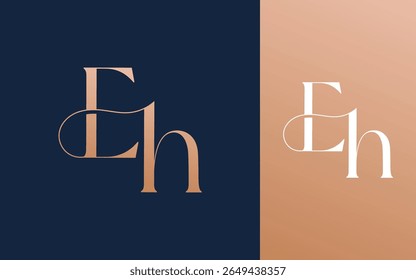 Initial letter EH HE logo design vector illustration for couple, wedding, and business