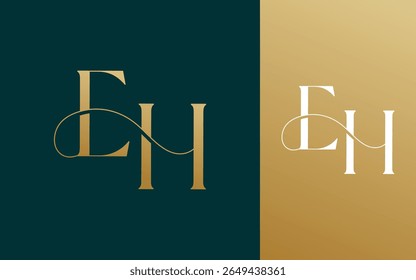 Initial letter EH HE logo design vector illustration for couple, wedding, and business