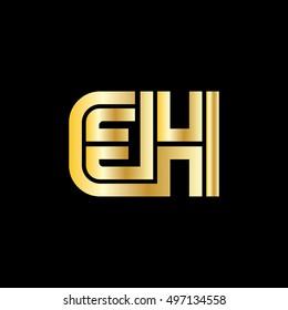 Initial Letter EH Linked Design Logo Gold