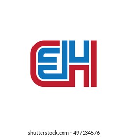 Initial Letter EH Linked Design Logo Red Blue