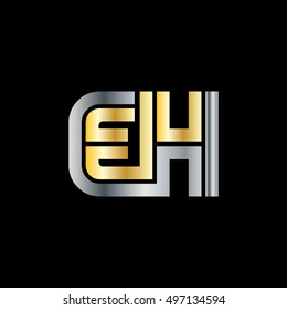 Initial Letter EH Linked Design Logo Silver Gold