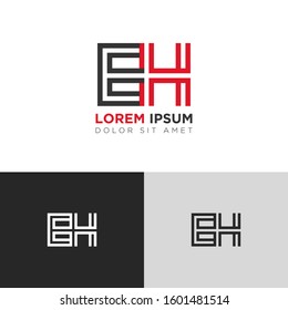 Initial Letter EH linked uppercase overlap modern logo design template. Suitable for business, consulting group company