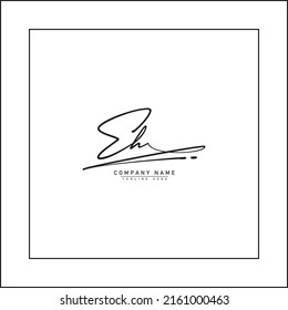 Initial Letter EH Logo - Handwritten Signature Logo