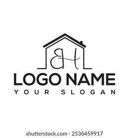 Logotipo inicial de la letra EH con diseño minimalista simple del icono de la forma casera Diseños inspiradores del logotipo de la compañía a partir de las letras iniciales Icono del logotipo de EH. -Vectores.