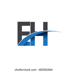 initial letter EH logotype company name colored blue and grey swoosh design. vector logo for business and company identity.
