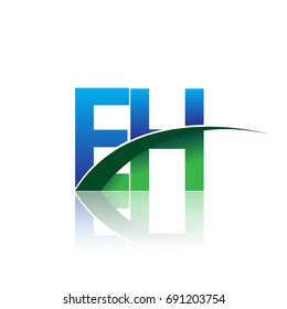 initial letter EH logotype company name colored blue and green swoosh design. vector logo for business and company identity.
