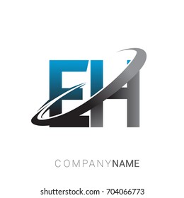initial letter EH logotype company name colored blue and grey swoosh design. logo design for business and company identity.