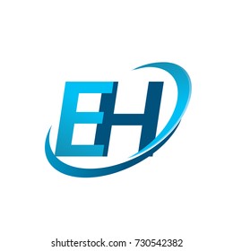 initial letter EH logotype company name colored blue swoosh design concept. vector logo for business and company identity.