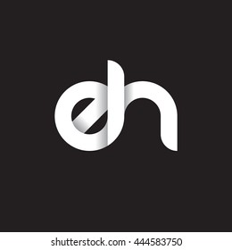 initial letter eh modern linked circle round lowercase logo white black
