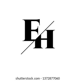 Initial Letter EH Monogram Sliced. Logo template isolated on white background