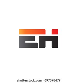 Initial letter EH, straight linked line bold logo, gradient fire red black colors