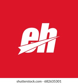 initial letter eh white logo in red background