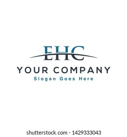 Initial letter EHC, overlapping movement swoosh horizon logo company design inspiration in blue and gray color vector