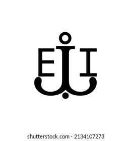Initial letter EI anchor simple logo.