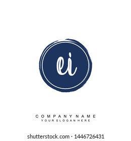 Initial letter EI beautiful handwriting logo vector template