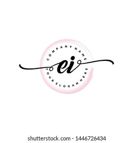 Initial letter EI beautiful handwriting logo vector template