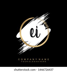 Initial letter EI beautiful handwriting logo vector template