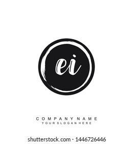 Initial letter EI beautiful handwriting logo vector template