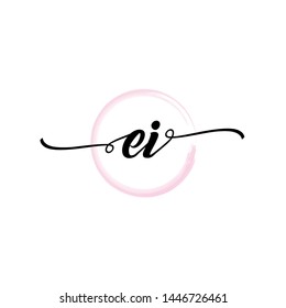 Initial letter EI beautiful handwriting logo vector template