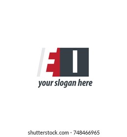 Initial Letter EI Design Logo With Square