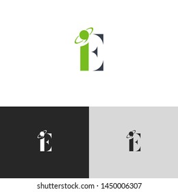 Initial Letter ei e i  uppercase modern logo design template elements. green letter Isolated on black white grey background. Suitable for business, consulting group company.