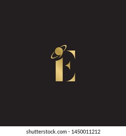 Initial letter ei e i uppercase modern logo design template elements. Gold letter Isolated on black  background. Suitable for business, consulting group company.