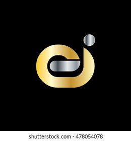 Initial Letter EI EJ Linked Lowercase Logo Gold Silver