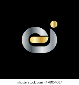 Initial Letter EI EJ Linked Lowercase Logo Silver Gold