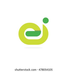 Initial Letter EI EJ Linked Lowercase Logo Green