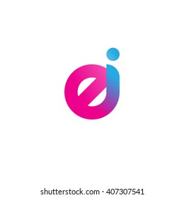 initial letter ei linked circle lowercase logo pink blue purple