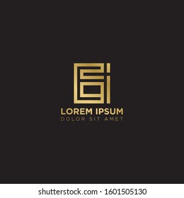 Initial Letter EI linked uppercase overlap modern gold logo vector design template. Suitable for business, consulting group company.