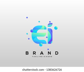 Initial letter EI logo with colorful background, letter combination logo design for creative industry, web, business and company. - Vector