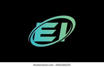 Initial Letter EI Logo. Creative And Modern EI logo Design on black background.