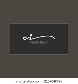 Initial Letter EI Logo - Handwritten Signature Style Logo